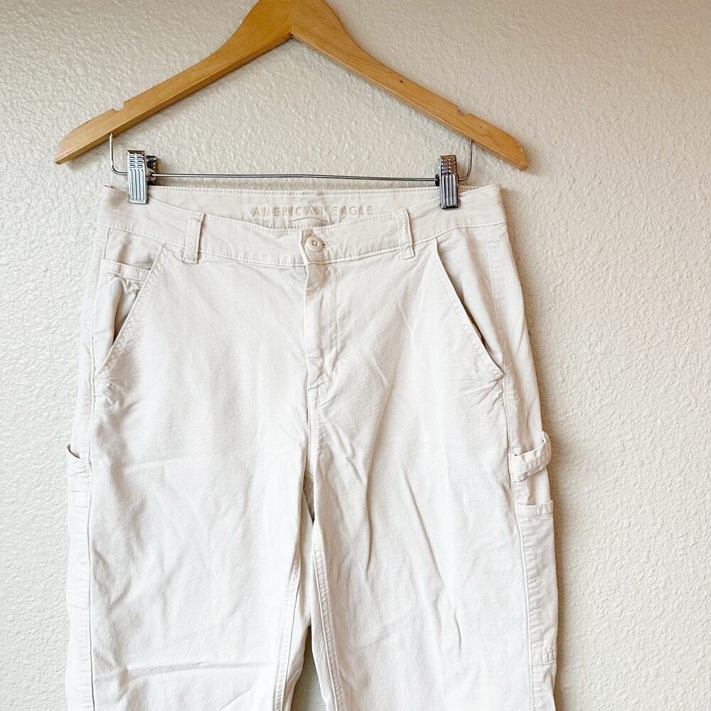 American Eagle High Rise Straight White Chino Carpenter Pants sz 8 - Picture 3 of 11